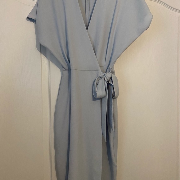 Topshop Pastel Blue Wrap Dress - Picture 3 of 8